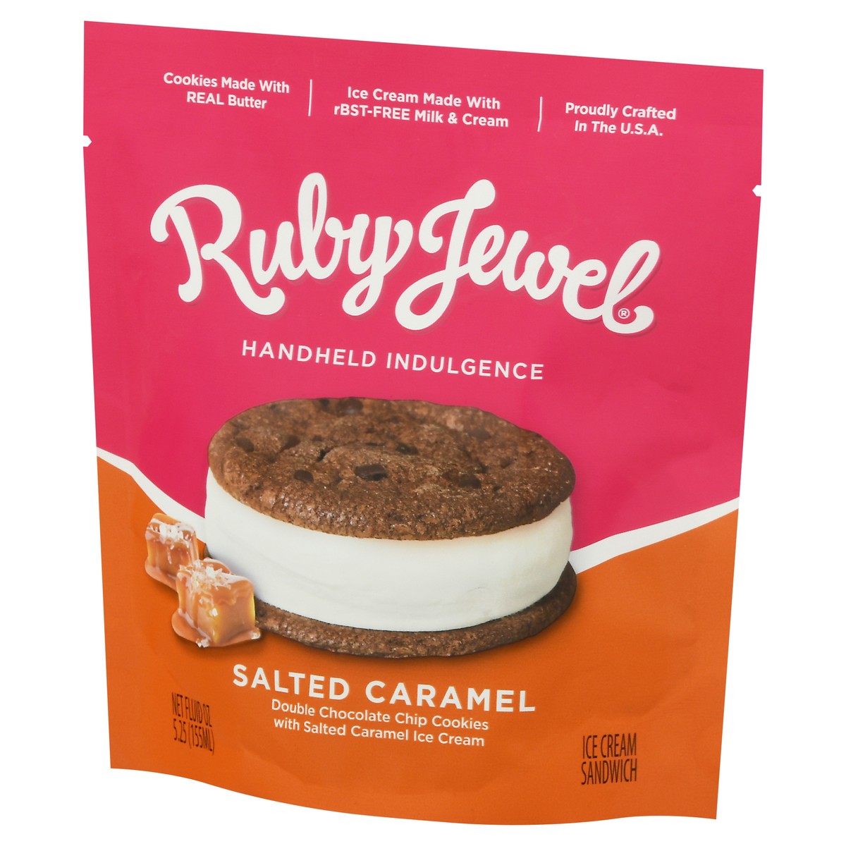 slide 9 of 11, Ruby Jewel Salted Caramel Cookie Chocolate Cookie Ice Cream Sandwich, 5 oz