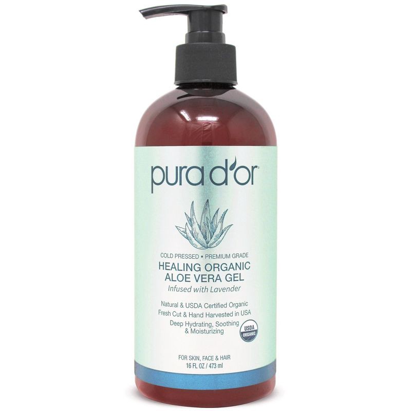 slide 1 of 5, Pura d'or Healing Organic Aloe Vera Gel - Lavender - 16 fl oz, 16 fl oz