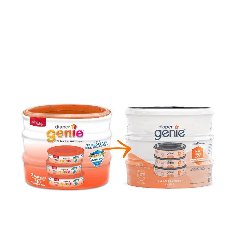 slide 3 of 8, Diaper Genie Diaper Disposal Pail System Refill - Clean Laundry - 3pk, 3 ct