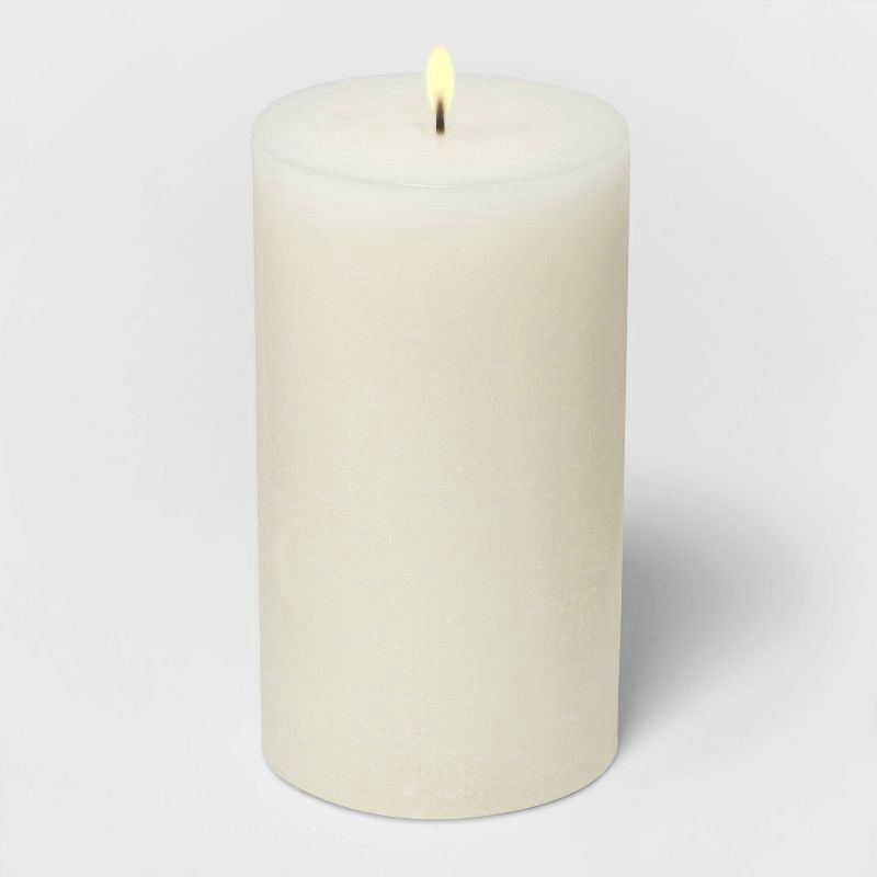 slide 2 of 2, 7" x 4" Pillar Candle Soft Cotton White - Threshold™, 1 ct