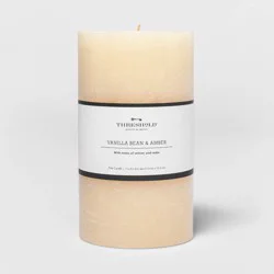 7" x 4" Pillar Vanilla Bean and Amber Candle - Threshold™: Smoke-less, 100hr Burn Time