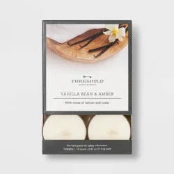 12pk Tealight Vanilla Bean and Amber Candle - Threshold™: Palm Oil & Paraffin, 4hr Burn Time, Spring Decor