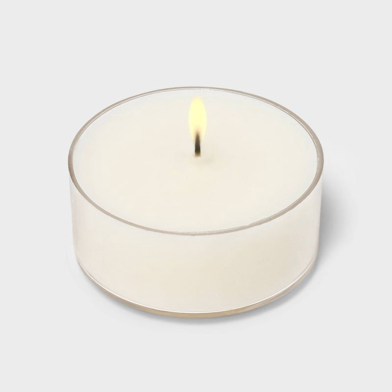 slide 2 of 3, 12pk Tealight Cotton Candles - Threshold™: Scented, Palm Oil & Paraffin Wax, 4hr Burn Time, Spring Ambiance, 12 ct