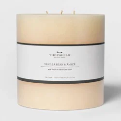 3-Wick 6"x6" Pillar Vanilla Bean and Amber Candle - Threshold™: 95-Hour Burn, Spring Scented, No Container
