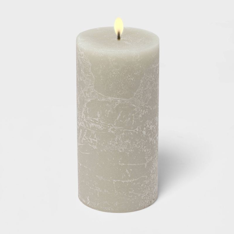 slide 2 of 2, 6"x3" Pillar Cozy Cashmere Candle Gray - Threshold™, 1 ct