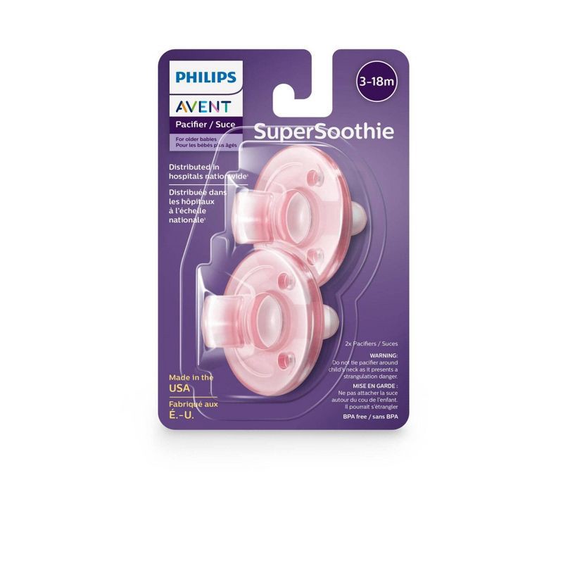 slide 6 of 7, Philips Avent 2pk Soothie Pacifier 3m+ - Pink, 2 ct