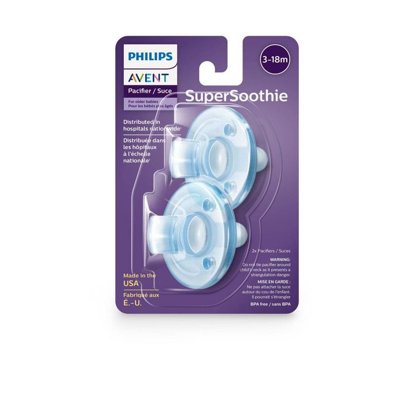 slide 6 of 9, Philips Avent 2pk Soothie Pacifier 3m+ - Blue, 2 ct