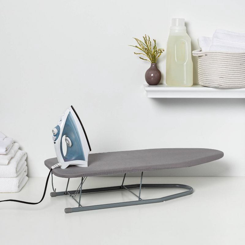 slide 2 of 4, Table Top Ironing Board Gray - Room Essentials™: Portable Small Steel Countertop, 30" x 12" Solid Pattern, 1 ct