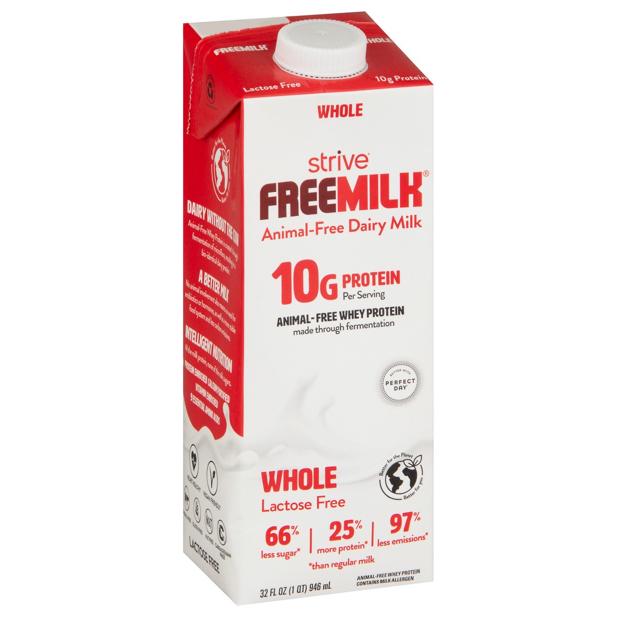 slide 11 of 13, Strive Free Milk Dairy Animal - Free Whole Lactose Free Milk 32 fl oz, 32 oz