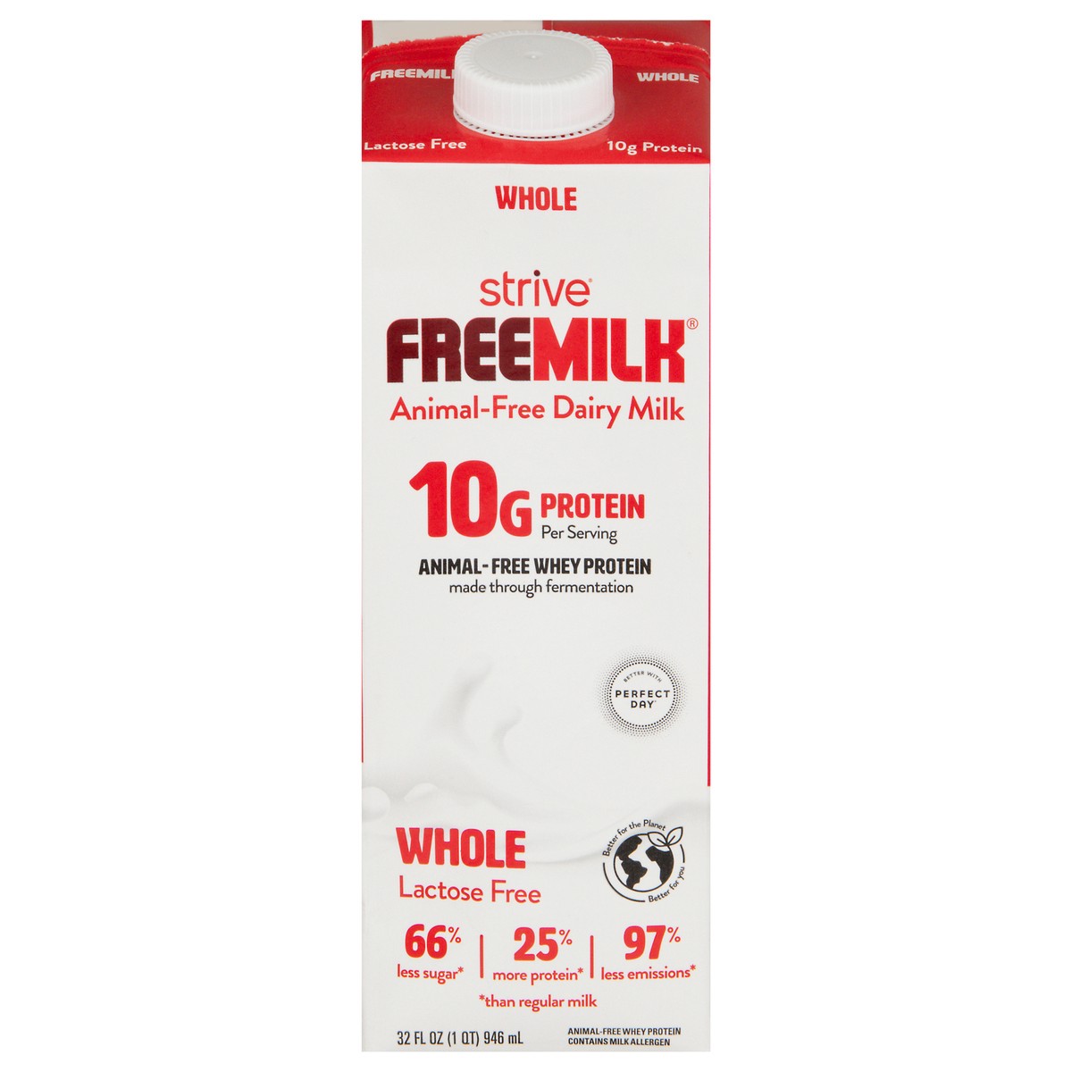 slide 7 of 13, Strive Free Milk Dairy Animal - Free Whole Lactose Free Milk 32 fl oz, 32 oz