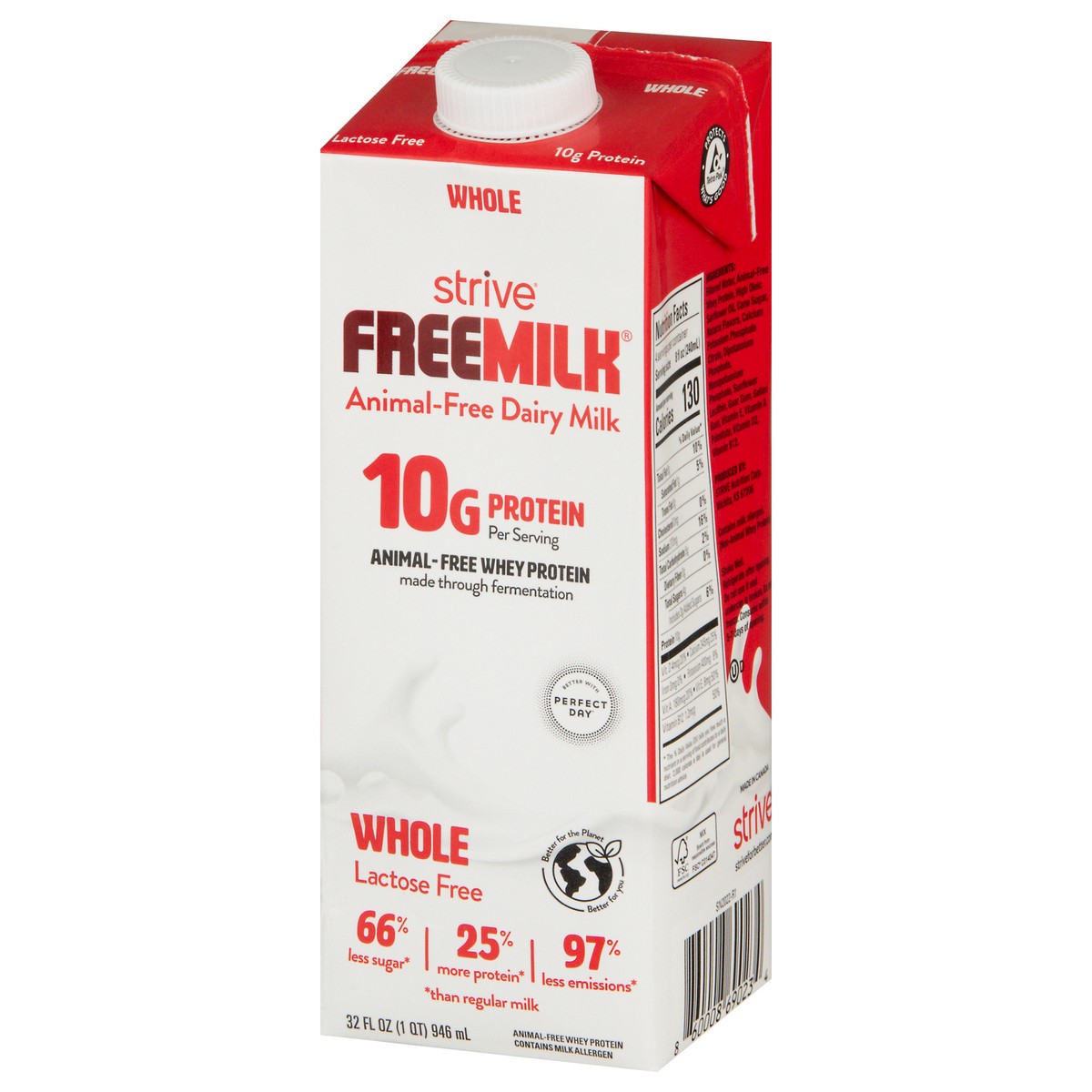 slide 8 of 13, Strive Free Milk Dairy Animal - Free Whole Lactose Free Milk 32 fl oz, 32 oz