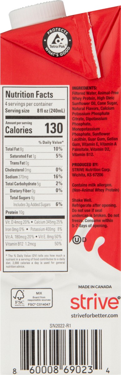 slide 4 of 13, Strive Free Milk Dairy Animal - Free Whole Lactose Free Milk 32 fl oz, 32 oz