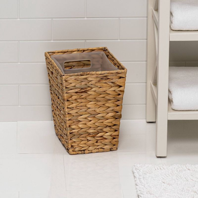 slide 2 of 4, 2pk Light Weave Wastebasket Natural - Threshold™: Water Hyacinth, 5.4 Gallon, 11" High, 2 ct, 5.4 gal