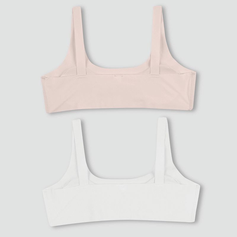 slide 2 of 3, Hanes Girls' 2pk Bonded Comfort Bra - White/Light Pink L, 2 ct