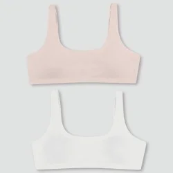 Hanes Girls' 2pk Bonded Comfort Bra - White/Light Pink L