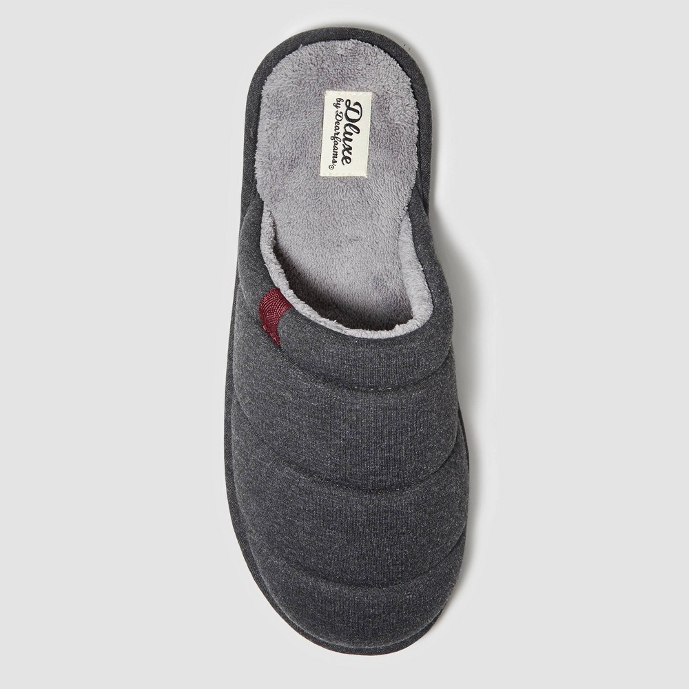 slide 4 of 4, Men's dluxe by dearfoams Brock Scuff Slippers - Charcoal Heather L, 1 ct