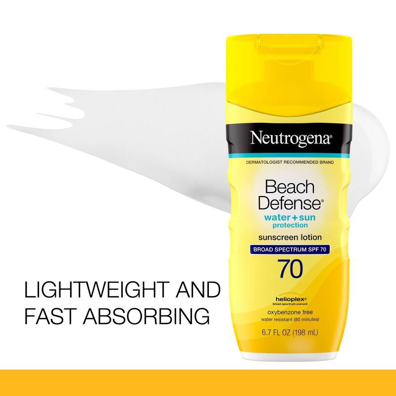 slide 7 of 8, Neutrogena Beach Defense Sunscreen Lotion, SPF 70, 6.7 fl oz, 6.7 fl oz