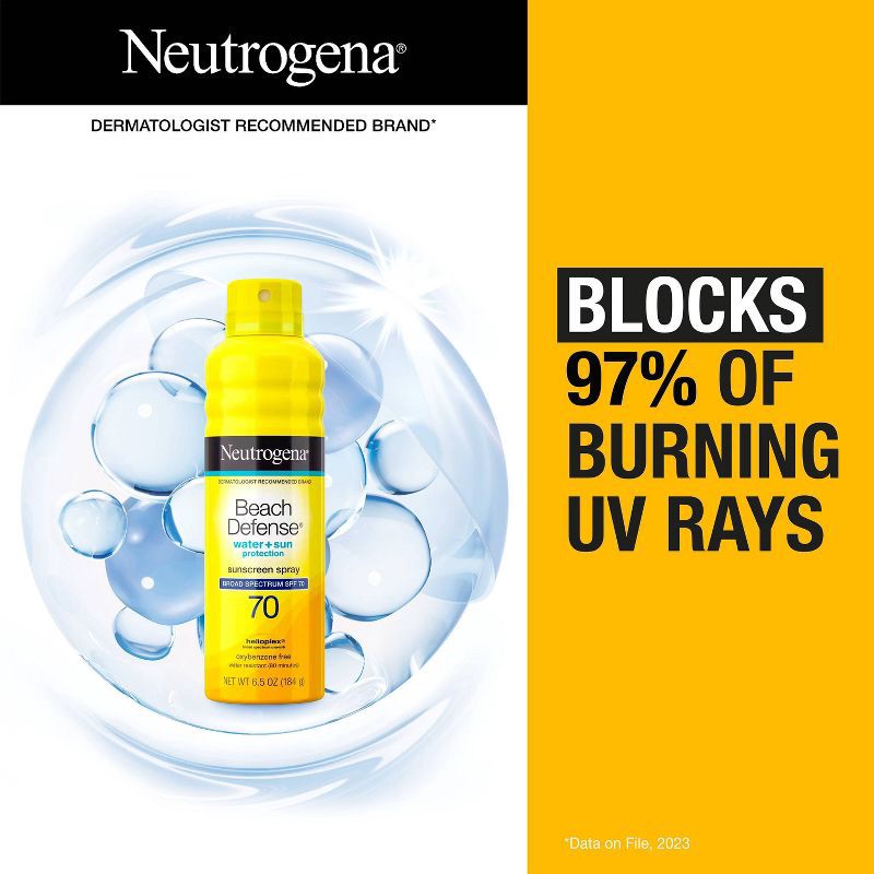 slide 3 of 9, Neutrogena Beach Defense Sunscreen Spray, SPF 70, 6.5oz, 6.5 oz