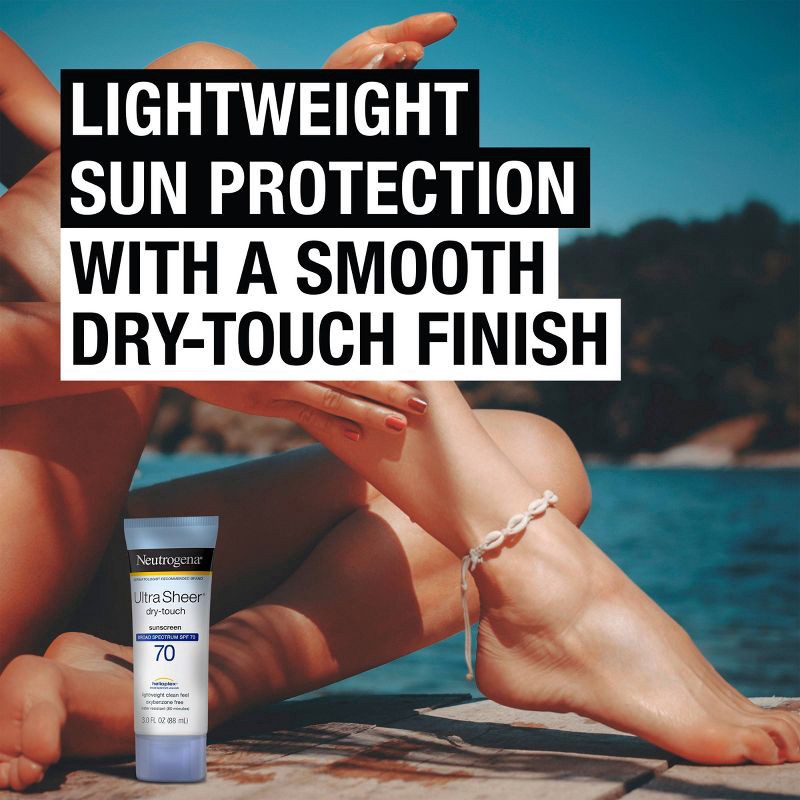 slide 12 of 14, Neutrogena Ultra Sheer Dry Touch Sunscreen Lotion, SPF 70 - 3 fl oz, 70 x 3 fl oz