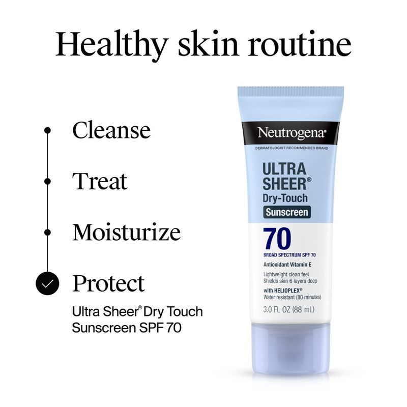 slide 9 of 16, Neutrogena Ultra Sheer Dry Touch Sunscreen Lotion, SPF 70 - 3 fl oz, 70 x 3 fl oz