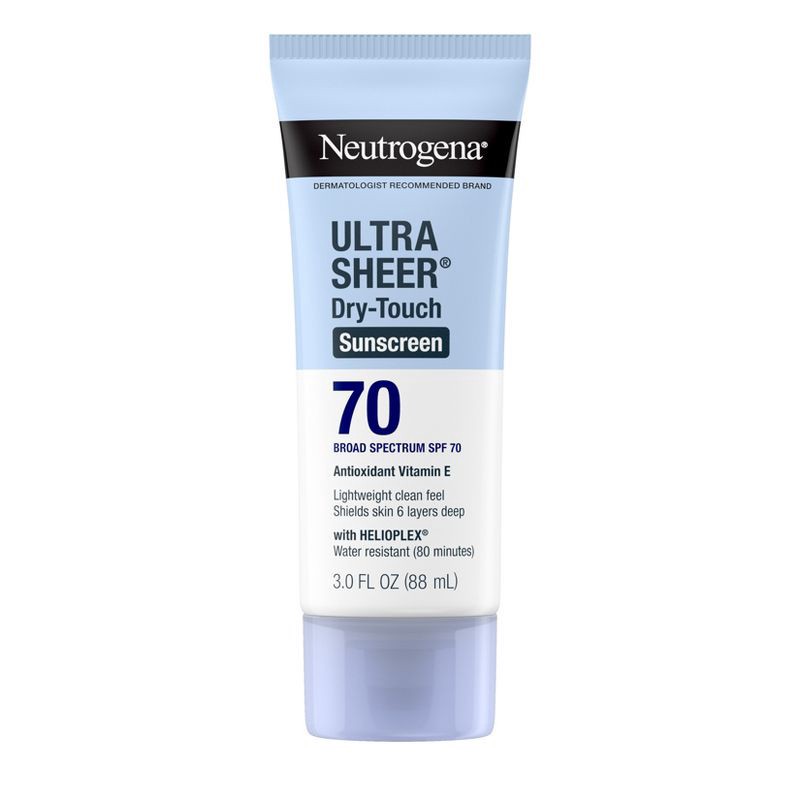 slide 1 of 16, Neutrogena Ultra Sheer Dry Touch Sunscreen Lotion, SPF 70 - 3 fl oz, 70 x 3 fl oz