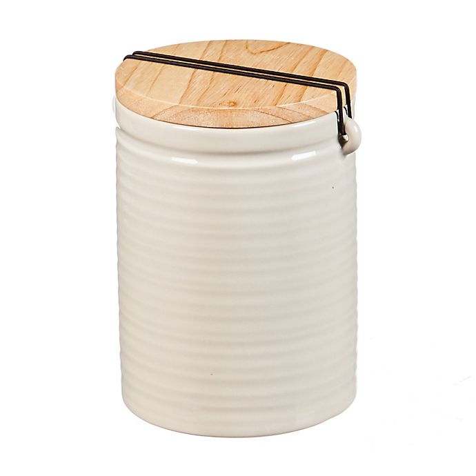 slide 2 of 3, Cypress Home At Ease Ceramic Canister with Wood Lid - Grey, 40 oz