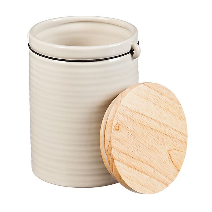 slide 3 of 3, Cypress Home At Ease Ceramic Canister with Wood Lid - Grey, 40 oz