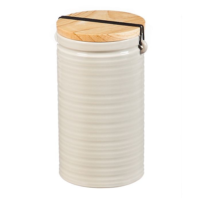 slide 2 of 3, Cypress Home At Ease Ceramic Canister with Wood Lid - Grey, 52 oz