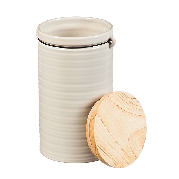 slide 3 of 3, Cypress Home At Ease Ceramic Canister with Wood Lid - Grey, 52 oz