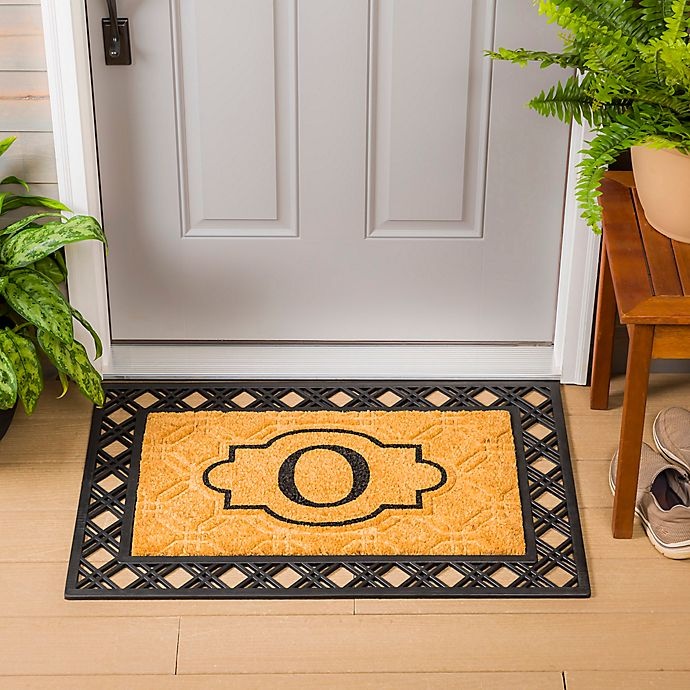 slide 2 of 2, Evergreen Embossed Flocked Monogram Letter O'' Door Mat Insert - Black'', 1 ct