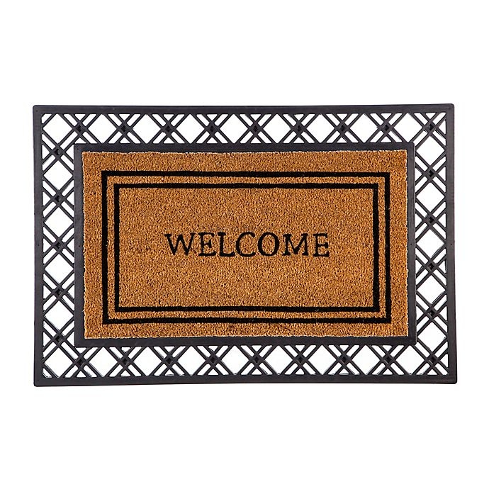 slide 2 of 2, Evergreen Welcome Border 28 X 16'' Coir Door Mat Insert - Black'', 1 ct