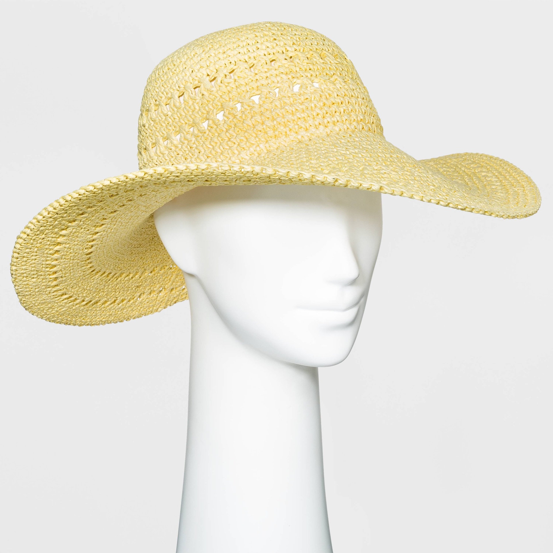 slide 1 of 1, Women's Open Weave Straw Floppy Hat - A New Day Yellow, 1 ct
