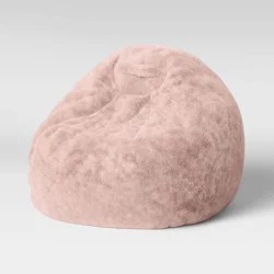 Fuzzy Fur Kids' Bean Bag Pink - Pillowfort™: Solid Polyester Chair, Machine Washable Cover, Ages 3-9, Indoor Use