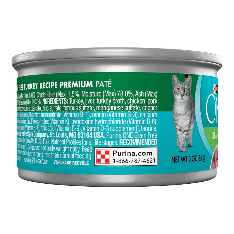 slide 3 of 7, Purina ONE Grain Free Turkey Wet Cat Food - 3oz, 3 oz