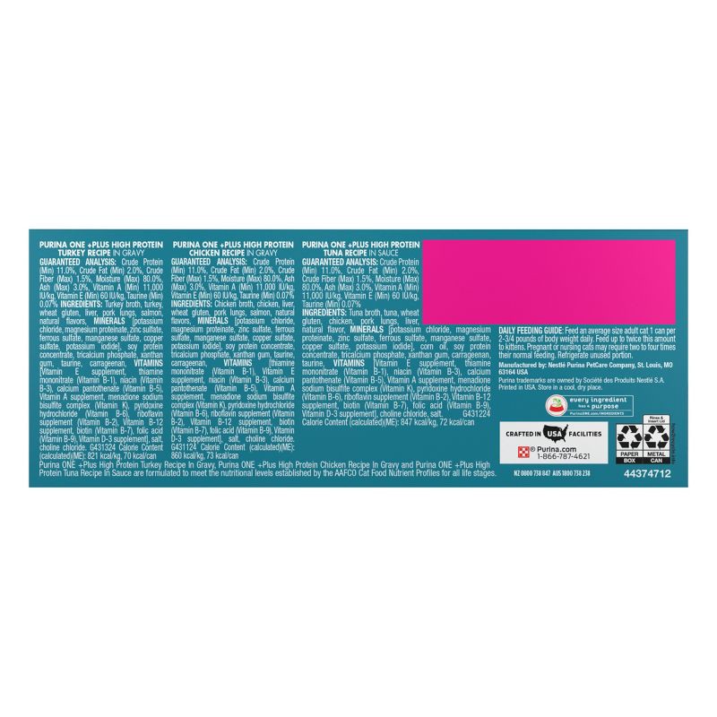 slide 2 of 13, Purina ONE True Instinct Turkey, Chicken & Tuna In Gravy Premium Wet Cat Food Variety Pack - 3oz/12ct, 12 ct; 3 oz