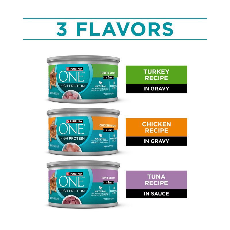 slide 4 of 13, Purina ONE True Instinct Turkey, Chicken & Tuna In Gravy Premium Wet Cat Food Variety Pack - 3oz/12ct, 12 ct; 3 oz