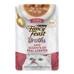 Purina Fancy Feast Seafood Bisque Flavor Broths and Accents of Real Lobster Lickable Topper Wet Cat Food - 1.4oz