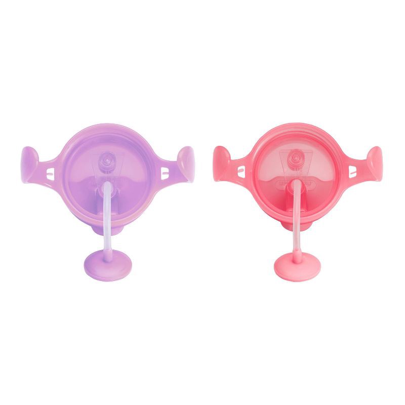slide 5 of 5, Munchkin Any Angle Click Lock Weighted 2pk Straw Trainer Cup - 7oz - Pink/Purple, 2 ct; 7 oz
