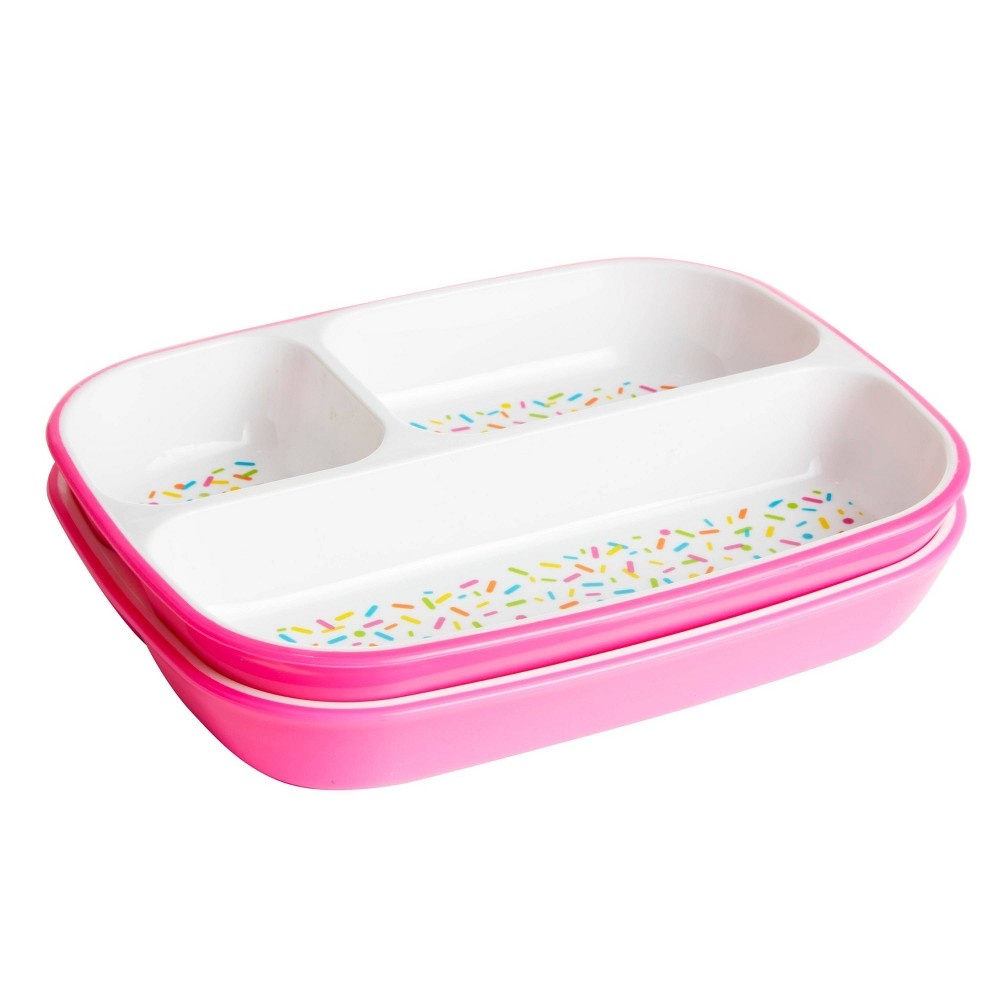 slide 4 of 4, Munchkin Splash Toddler Divided Plates - Pink Sprinkles, 2 ct