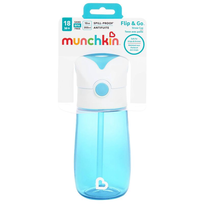 slide 5 of 5, Munchkin Flip & Go Straw Cup - Blue - 12oz, 12 oz