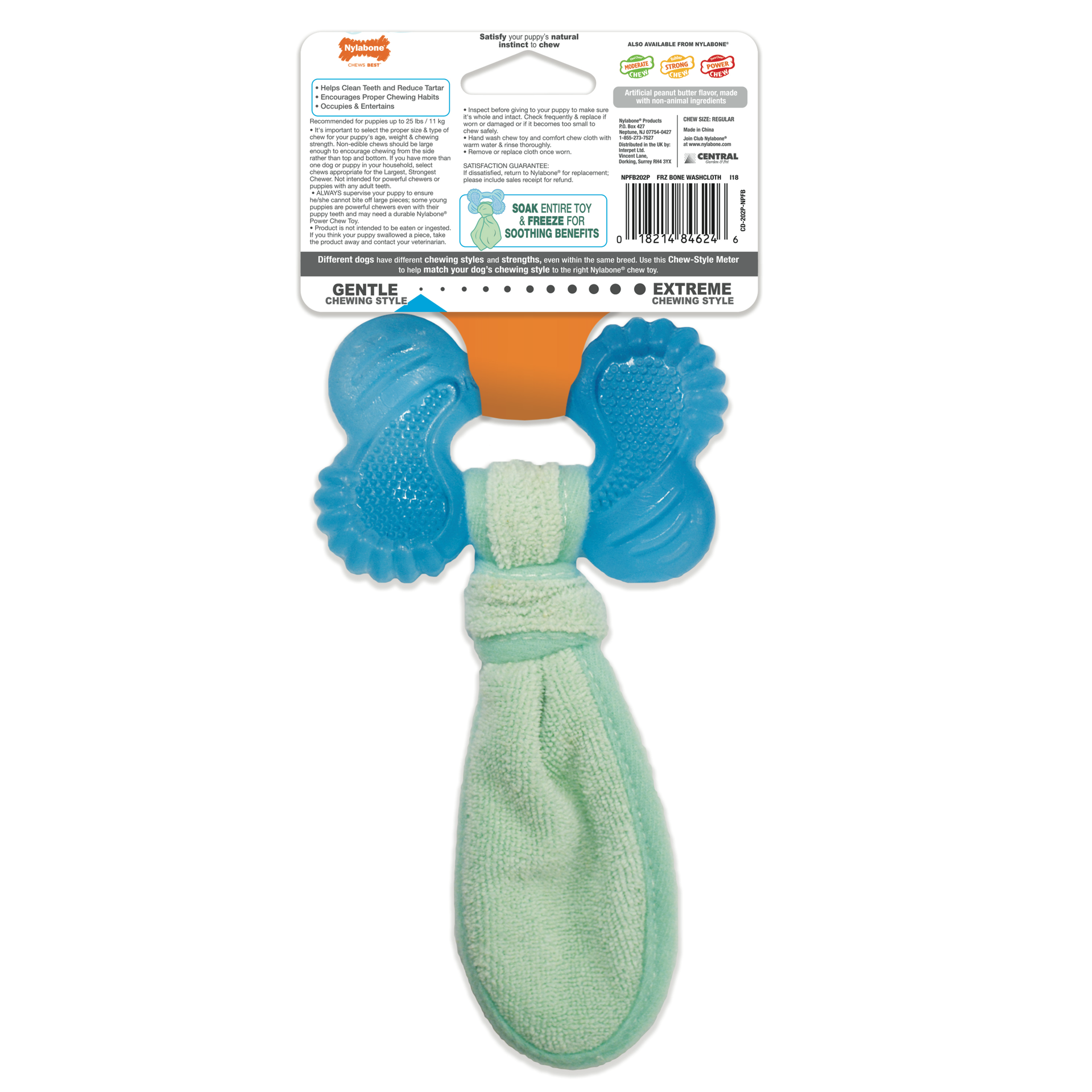 slide 7 of 10, Nylabone Puppy Chew Freezer Dog Toy Peanut Butter Chill & Chew Bone Small/Regular - Up to 25 Ibs.(1 Count), 1 ct