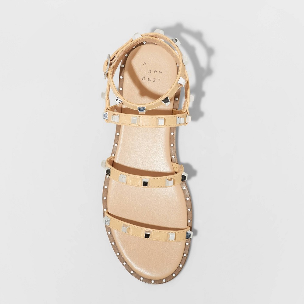 slide 3 of 4, Women's Astrid Studded Strappy Sandals - A New Day Tan 6, 1 ct
