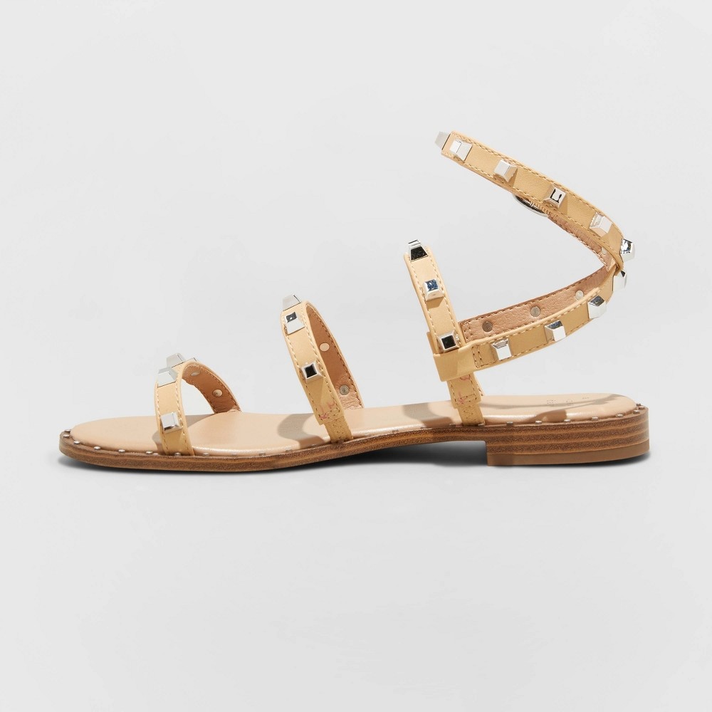slide 2 of 4, Women's Astrid Studded Strappy Sandals - A New Day Tan 8.5, 1 ct