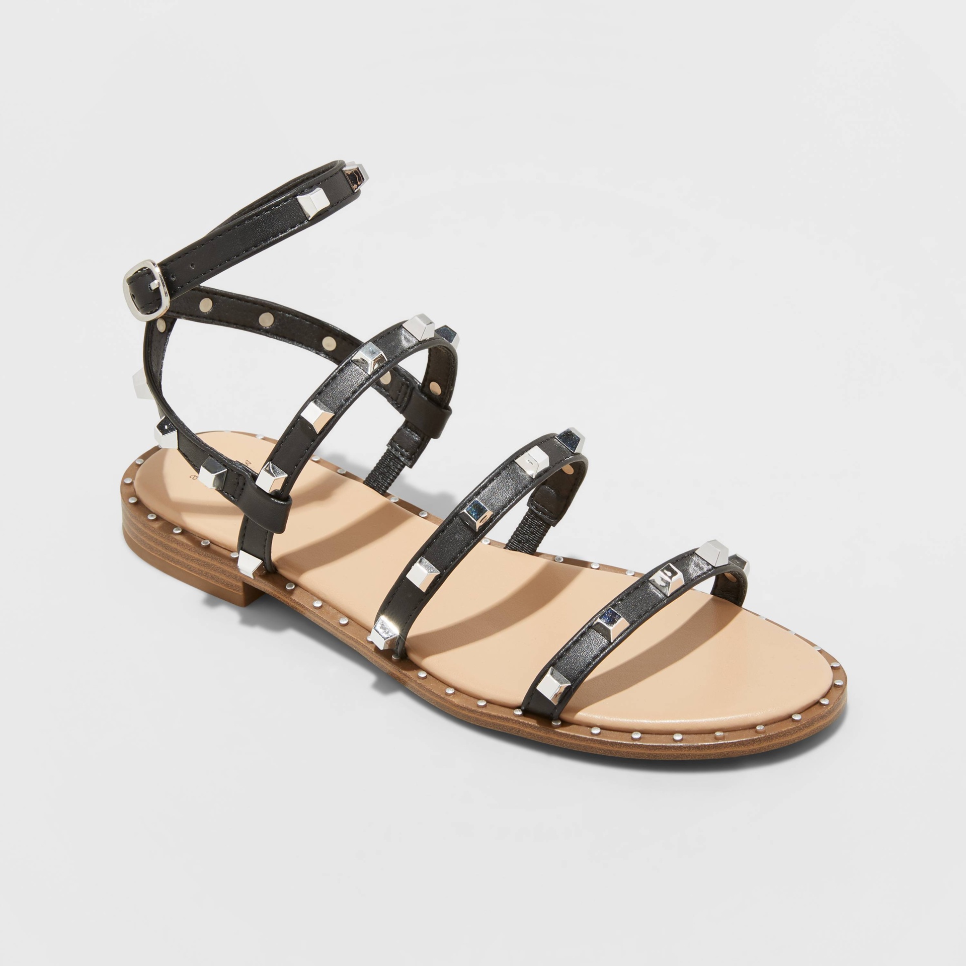 slide 1 of 4, Women's Astrid Studded Strappy Sandals - A New Day Black 6, 1 ct
