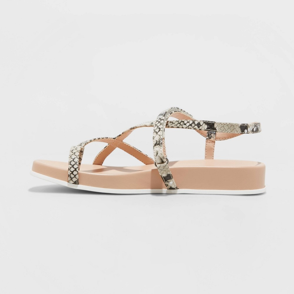 slide 2 of 4, Women's Eden Snake Print Strappy Toe Loop Sandals - A New Day Gray 8, 1 ct