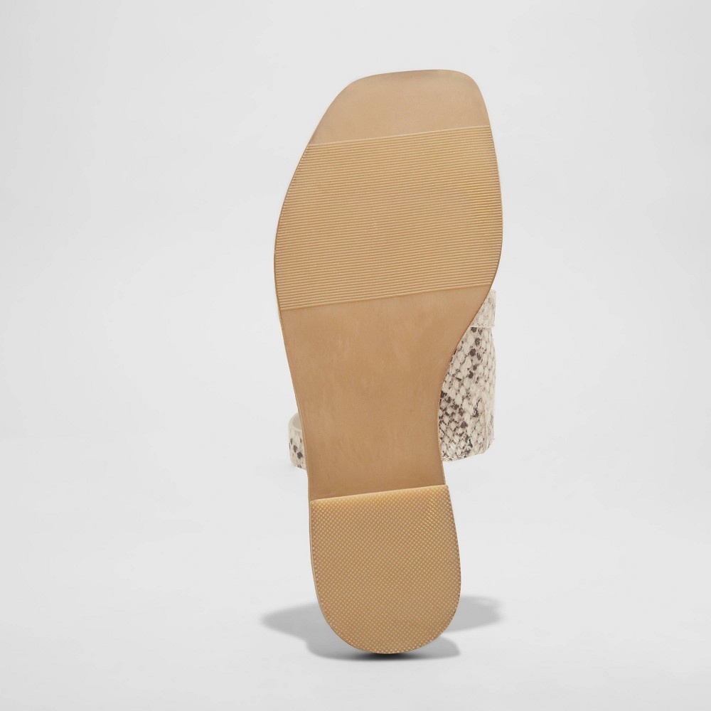 slide 4 of 4, Women's Marilyn Snake Print Toe Loop Slide Sandals - A New Day White 6, 1 ct