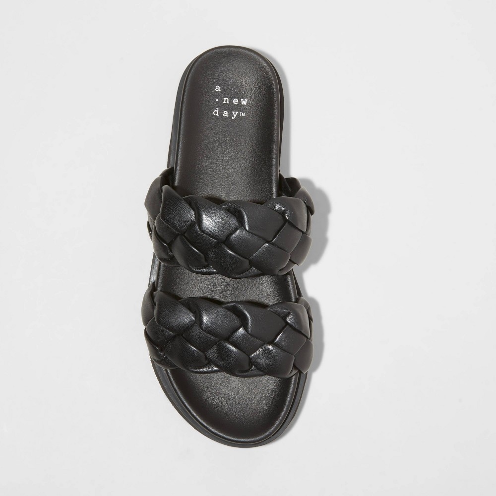slide 3 of 4, Women's Sage Braided Footbed Sandals - A New Day Black 8.5, 1 ct