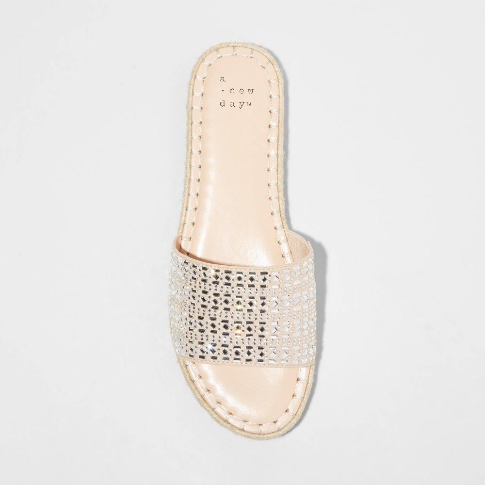 slide 3 of 4, Women's Kenna Embellished Espadrille Sandals - A New Day Tan 6.5, 1 ct