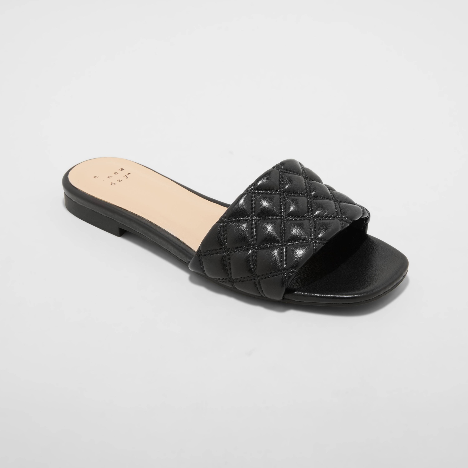 slide 1 of 3, Women's Ama Quilted Slide Sandals - A New Day Black 7.5, 1 ct