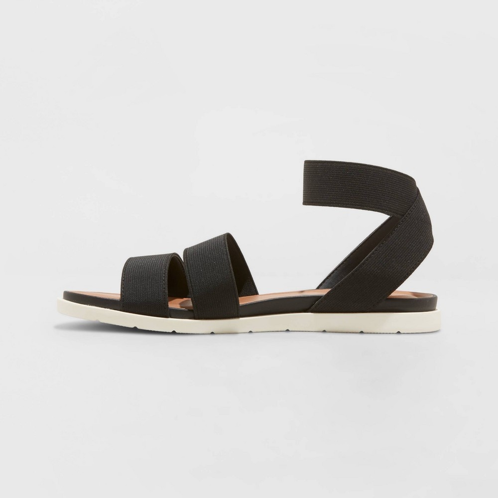 slide 2 of 4, Women's Esme Elastic Ankle Strap Sandals - A New Day Black 9.5, 1 ct